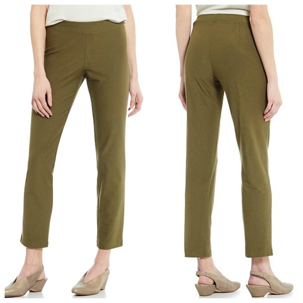 Eileen Fisher Slim Ankle Washable Yoke Crepe Pant